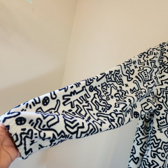 Keith Haring x H&M Fleece Jacket White &Navy Doodle Unisex Adult M Urban Artsy - Picture 9 of 16